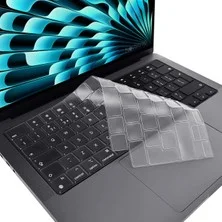 NovStrap Apple MacBook Air 13.6 Uyumlu M2 A2681 / M3 A3113 / M4 A3240 / M5 A3449 Türkçe Q Şeffaf Klavye Koruyucu