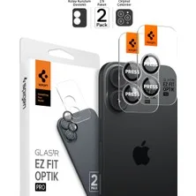 Spigen Apple iPhone 17 / 16 Plus / 16 ile Uyumlu Kamera Lens Camı Koruyucu Kolay Kurulum GLAS.tR EZ Fit Optik Pro (2 Adet) Crystal Clear - AGL08531