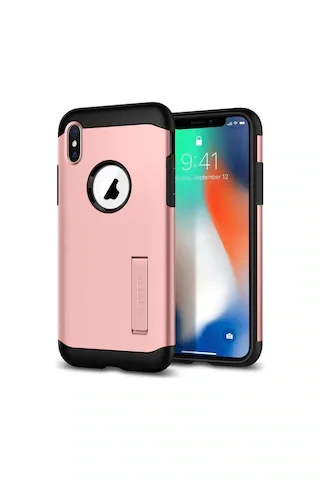 Spigen Apple Uyumlu iPhone X Kılıf Slim Armor Rose Gold