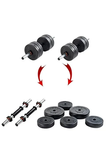 ECG 20 KG Ağırlık Plakası + 2 Kısa Bar (Toplam 21 KG) Dambıl Seti – Yerli Üre...