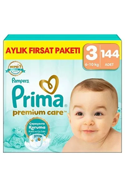 Prima Bebek Bezi Premium Care 3 Numara 144 Adet Aylık Fırsat Paketi