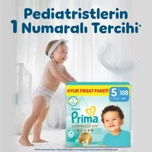 Prima Bebek Bezi Premium Care 5 Numara 108 Adet Aylık Fırsat Paketi