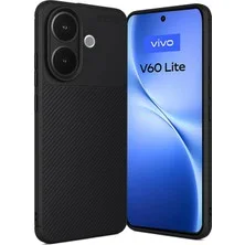 Nezih Case Vivo V60 Lite Uyumlu Kamera Korumalı (Karbon Tasarım) Koruyucu Lüx Silikon Kılıf
